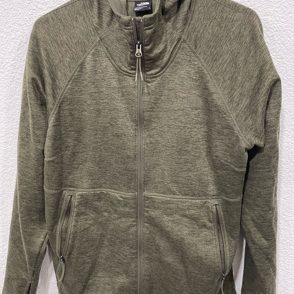 The North Face Olive Green Zip-Up hooded Jacket